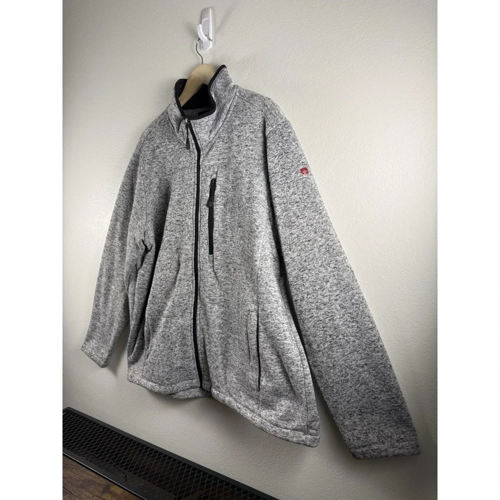 Swiss Tech Men's Fleece Lined Full Zipper Jacket Grey Size XL 46-48 Med Knit